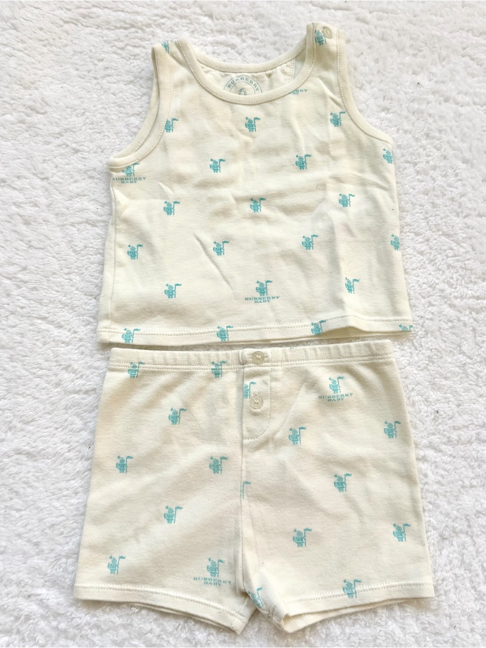 Burberry Baby Boy 6m Tank Top Shorts Matching Set White Blue Logo